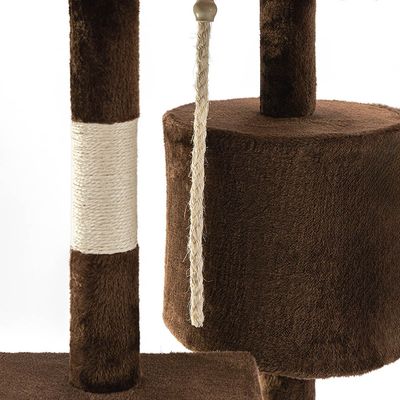 lionto Kratzbaum 112 cm mit Plüschbällen, Sisalstämmen und Höhle