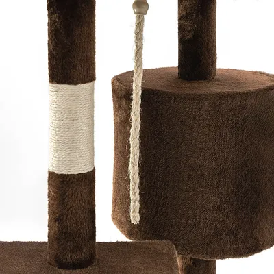 lionto arbre à chat avec boules en peluche, corde sisal et grotte