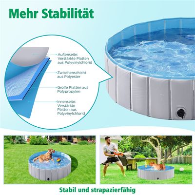 Faltbare Hundepool ⌀120 cm, Planschbecken für Hunde