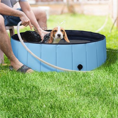 Faltbare Hundepool ⌀100 cm, Planschbecken für Hunde, mit Badebürste