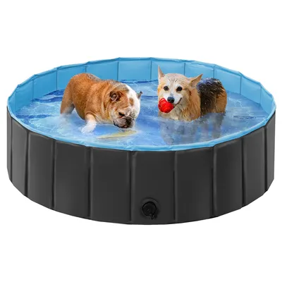 Faltbare Hundepool ⌀100 cm, Planschbecken für Hunde, mit Badebürste Faltbare Hundepool ⌀100 cm, Planschbecken für Hunde, mit Badebürste