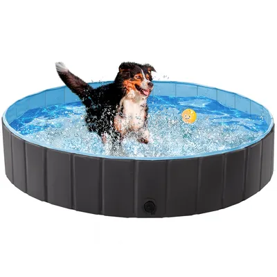 Faltbare Hundepool ⌀140 cm, Planschbecken für Hunde, mit Badebürste Faltbare Hundepool ⌀140 cm, Planschbecken für Hunde, mit Badebürste