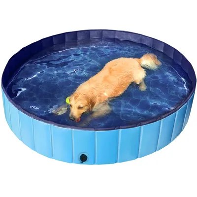 Faltbare Hundepool ⌀160 cm, Planschbecken für Hunde, mit Badebürste Faltbare Hundepool ⌀160 cm, Planschbecken für Hunde, mit Badebürste