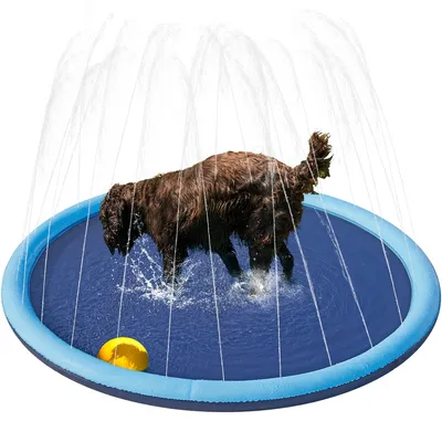 Piscine à Jets D'eau Pour Chien, Piscine D'arrosage Pliable Antidérapante
