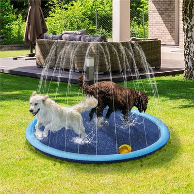 Piscine à Jets D'eau Pour Chien, Piscine D'arrosage Pliable Antidérapante