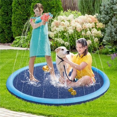 Piscine à Jets D'eau Pour Chien, Piscine D'arrosage Pliable Antidérapante