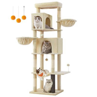 Feandrea Arbre à Chat, Grand, avec 2 Niches, 2 Paniers, 5 Griffoirs