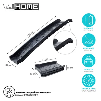 WELLHOME Toboggan pour animaux Noir 154x39cm