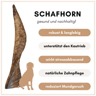 Supravit Natürliches Schafhorn | Kauspielzeug für Hunde – gesundes Kauhorn