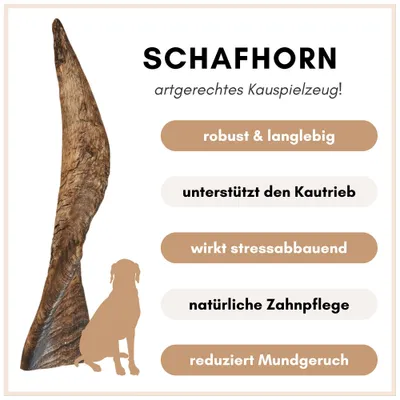 Supravit Natürliches Schafhorn - gesundes Kauhorn Kauspielzeug für Hunde