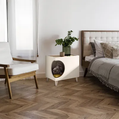 WELLHOME Table d'appoint en mélamine avec trou