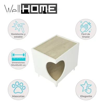 WELLHOME Table d'appoint en mélamine avec trou