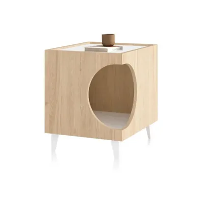 WELLHOME Table d'appoint en mélamine avec trou