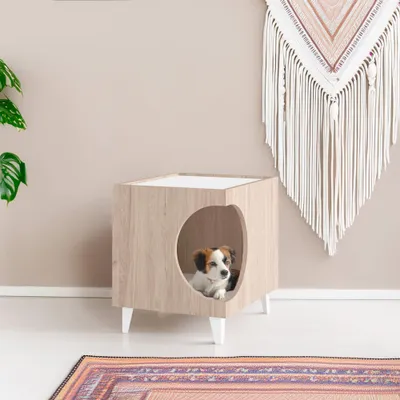 WELLHOME Table d'appoint en mélamine avec trou