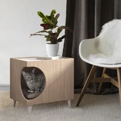 WELLHOME Table d'appoint en mélamine avec trou