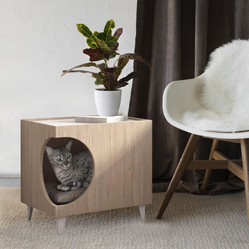 WELLHOME Table d'appoint en mélamine avec trou