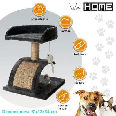 WELLHOME Arbre avec griffoirs en sisal, plateforme et maison en peluche