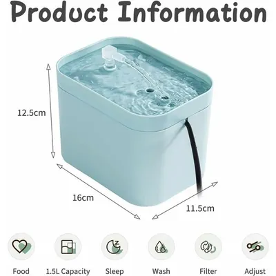 1.5L Silencieuse Fontaine à Eau pour Chats,Fontaine pour Chat Chien