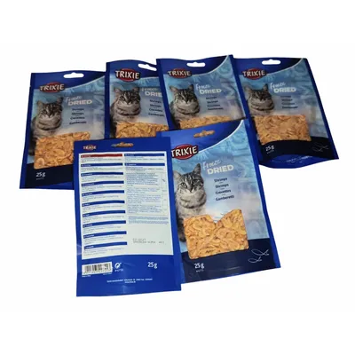 Friandise 100 % crevettes lyophilisées 6 sachets de 25 g soit 150g.