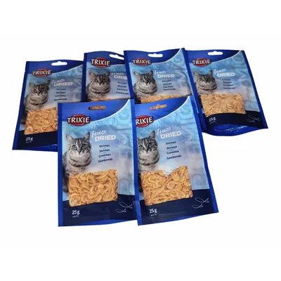 Friandise 100 % crevettes lyophilisées 6 sachets de 25 g soit 150g.