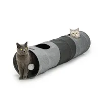 lionto tunnel chat avec balle, pliable et extensible en faux-lin