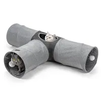 lionto tunnel chat avec balle, pliable et extensible en faux-lin