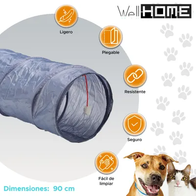 WELLHOME Tunnel pour chat pliable en polyester