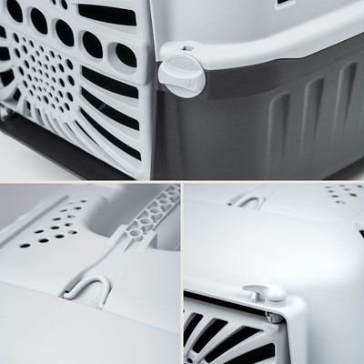 lionto Hundetransportbox aus Kunststoff, Tragegriff & Verriegelung