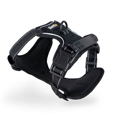 lionto harnais pour chien rembourré nylon doux anti-traction XL, Noir