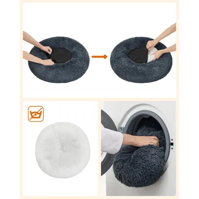 Feandrea Lit pour Chien, Panier en Forme de Beignet pour Chien