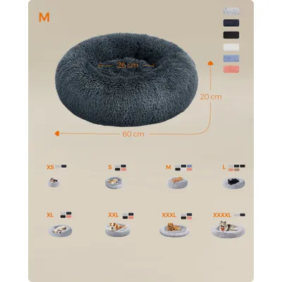 Feandrea Lit pour Chien, Panier en Forme de Beignet pour Chien