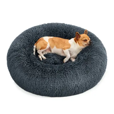 Feandrea Lit pour Chien, Panier en Forme de Beignet pour Chien