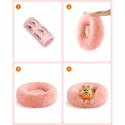 Feandrea Lit pour Chien, Panier en Forme de Beignet pour Chien