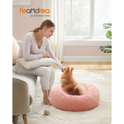 Feandrea Lit pour Chien, Panier en Forme de Beignet pour Chien