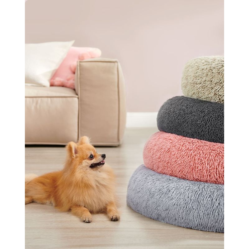 Feandrea Lit pour Chien, Panier en Forme de Beignet pour Chien