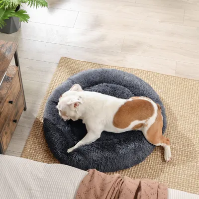 Feandrea Lit pour Chien, Panier en Forme de Beignet pour Chien