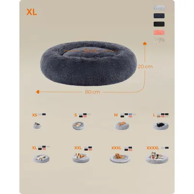 Feandrea Lit pour Chien, Panier en Forme de Beignet pour Chien