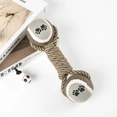 IntiMeg Jouet pour chien en corde de coton et balle de tennis