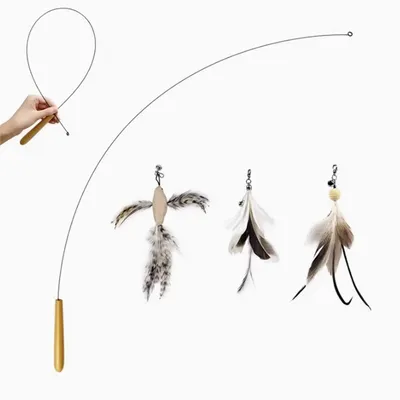 MCBOSON  Kit de bâtonnets pour chat avec manche en bois