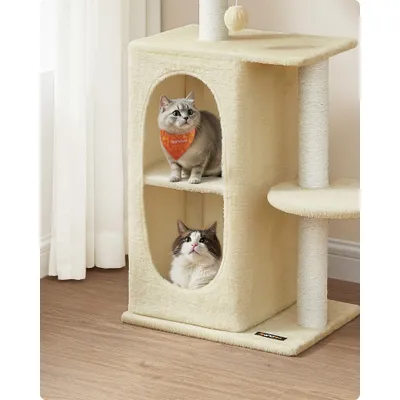 Feandrea Arbre à Chat avec 2 Grottes, pour Foyers Multi-Chats