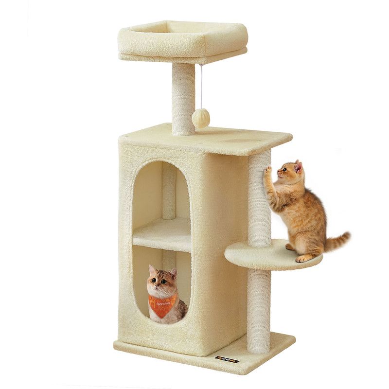 Feandrea Arbre à Chat avec 2 Grottes, pour Foyers Multi-Chats