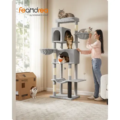 Feandrea Arbre à Chat, Grand, avec 2 Niches, 2 Paniers, 5 Griffoirs