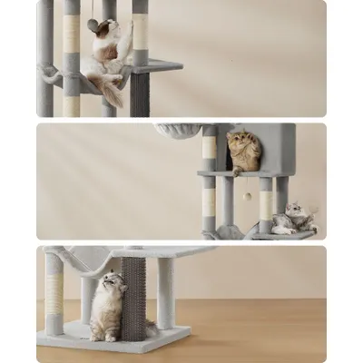 Feandrea Arbre à Chat, Grand, avec 2 Niches, 2 Paniers, 5 Griffoirs