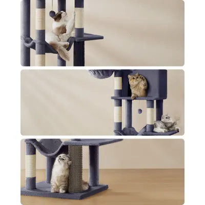 Feandrea Arbre à Chat, Grand, avec 2 Niches, 2 Paniers, 5 Griffoirs