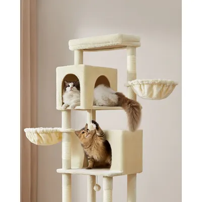 Feandrea Arbre à Chat, Grand, avec 2 Niches, 2 Paniers, 5 Griffoirs
