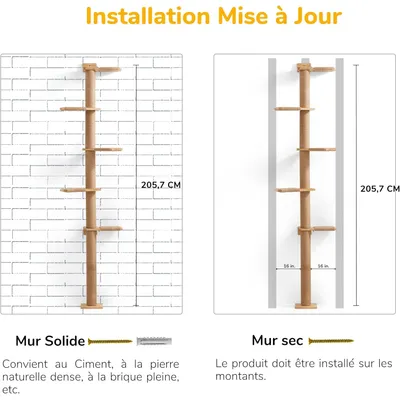 FUKUMARU Arbre à chat mural FUKUMARU Arbre à chat mural