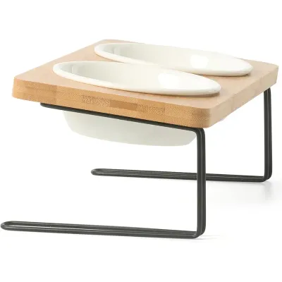 FUKUMARU Gamelle en céramique et support en bambou Blanc