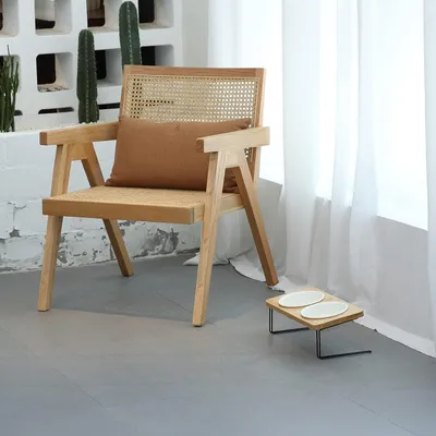 FUKUMARU Bol de cerámica y soporte de bambú