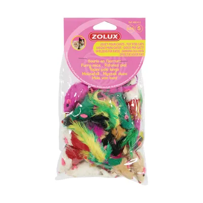 zolux - 24  souris en fourrure, jouet pour chat multi couleur