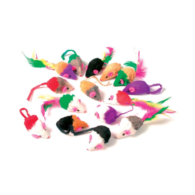 zolux - 24  souris en fourrure, jouet pour chat multi couleur